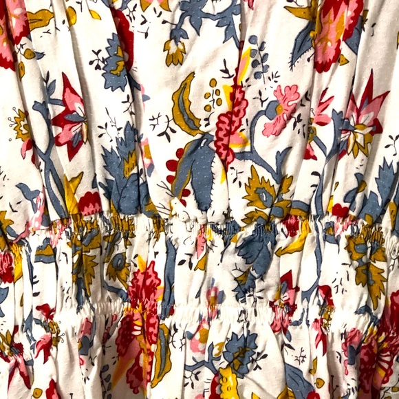 Floral Tunic Puff  Short Sleeve Large white Pink Red Nicole Miller - Picture 6 of 9